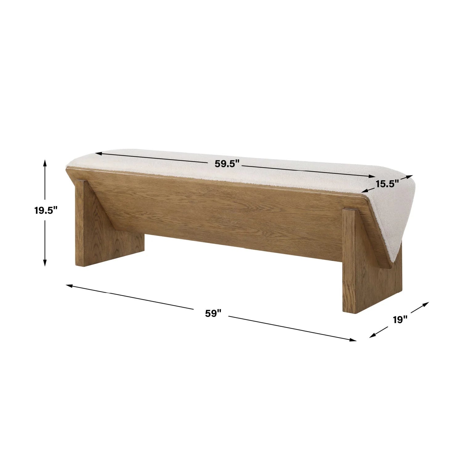 Luxury White Sheepskin Bench European Style for Villa