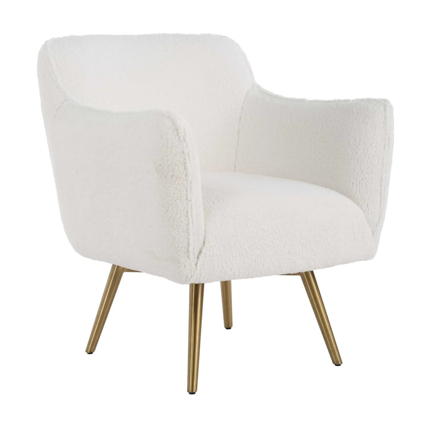 Luxury White Sheepskin Swivel Accent Chair European Style for Villa