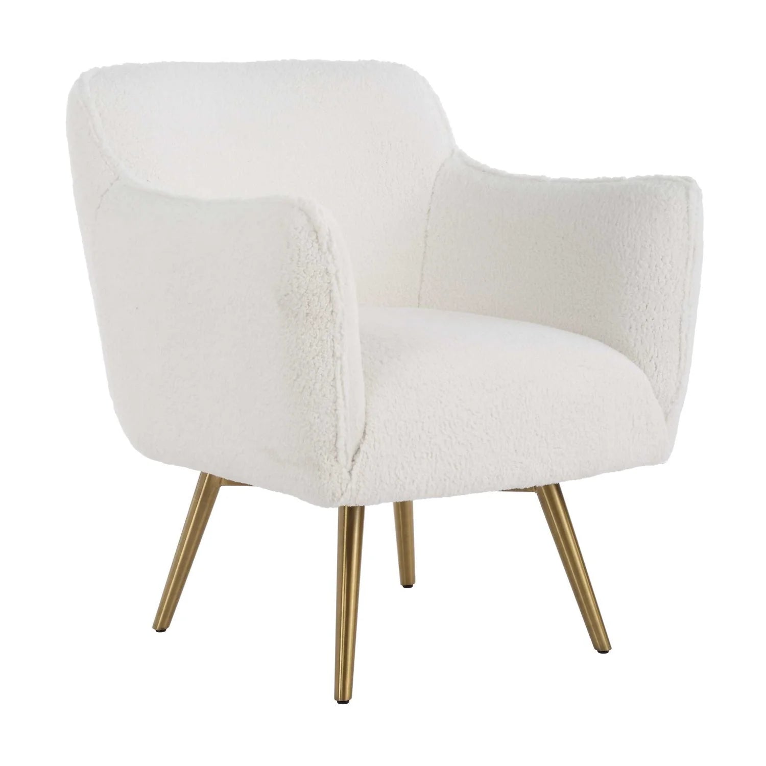 Luxury White Sheepskin Swivel Accent Chair European Style for Villa