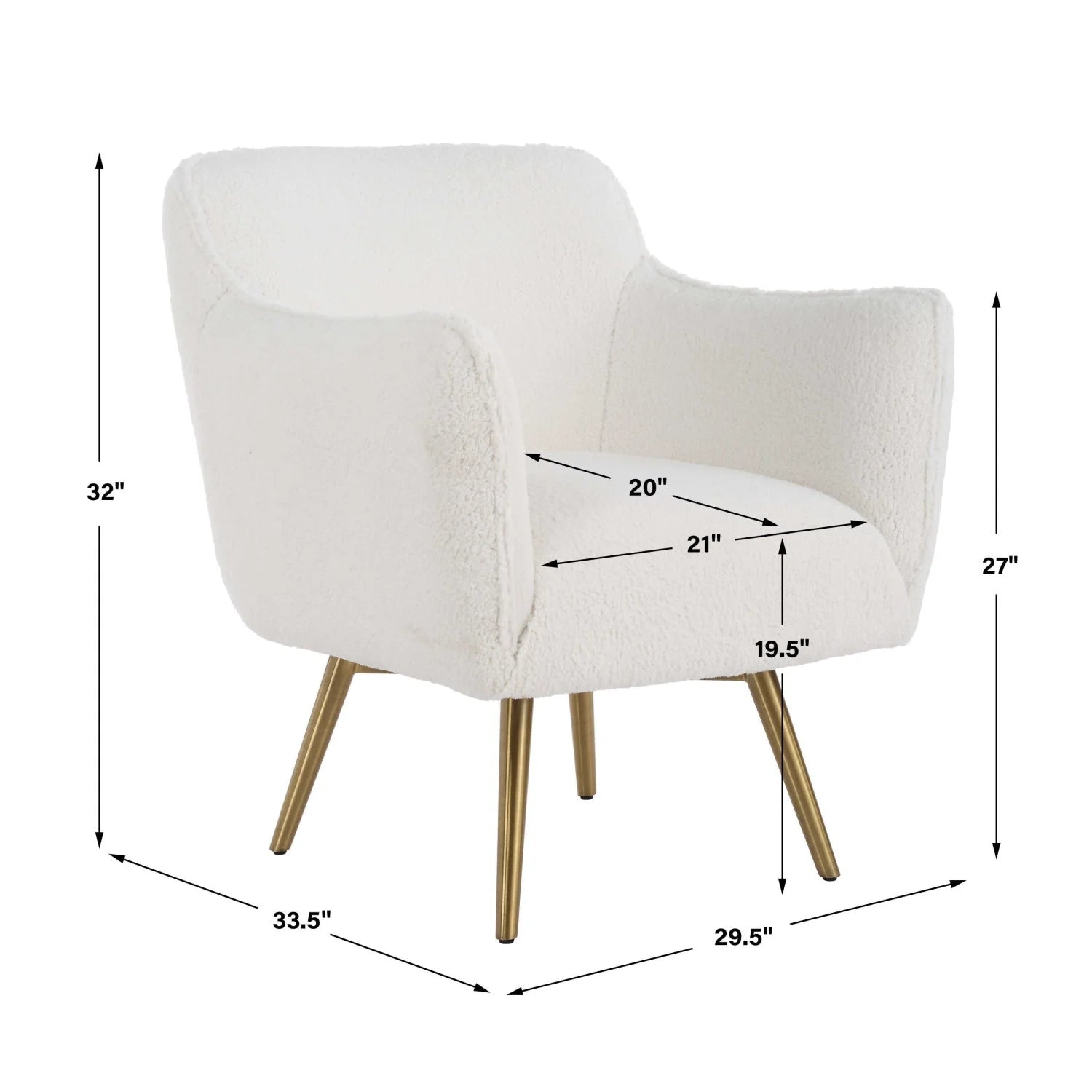 Luxury White Sheepskin Swivel Accent Chair European Style for Villa