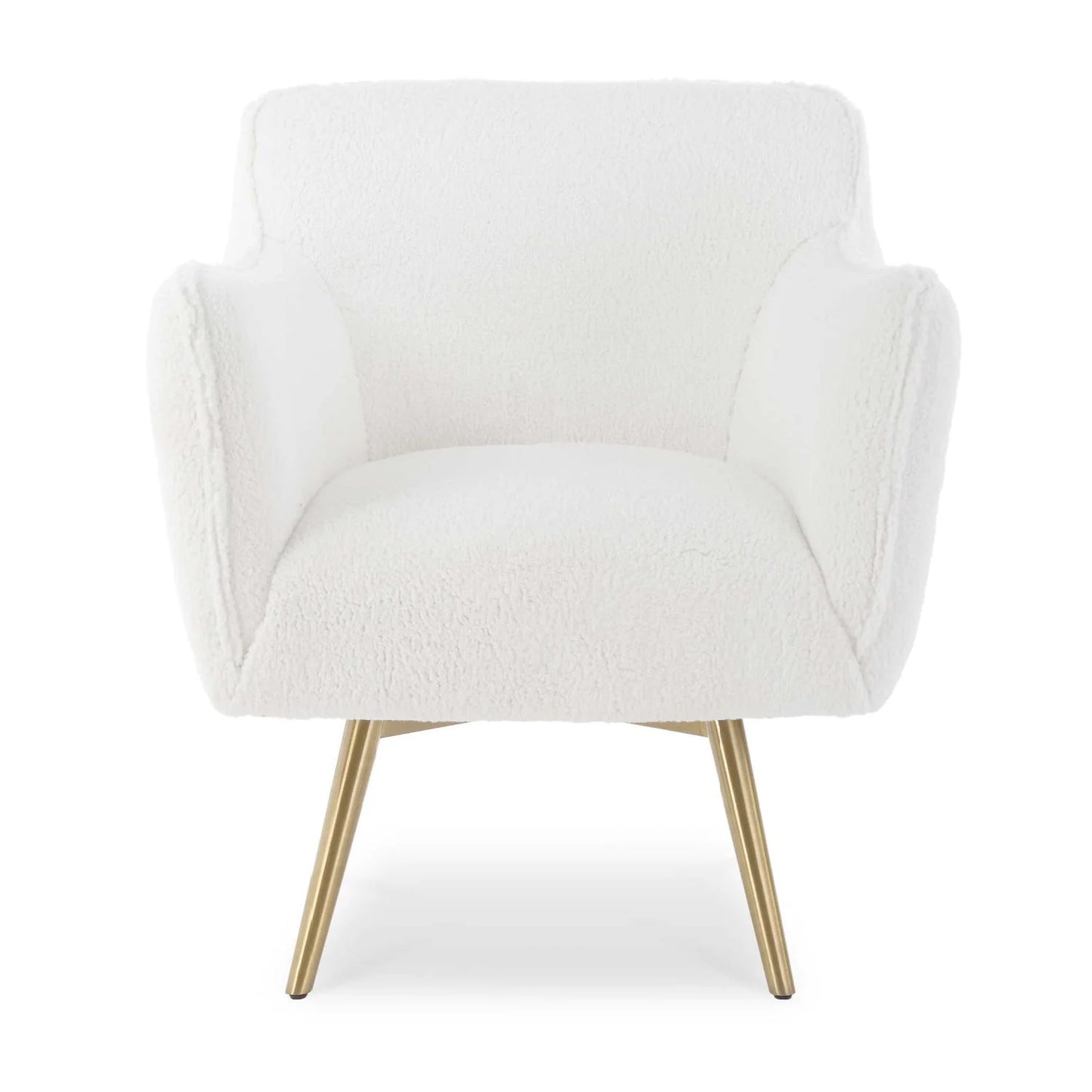 Luxury White Sheepskin Swivel Accent Chair European Style for Villa
