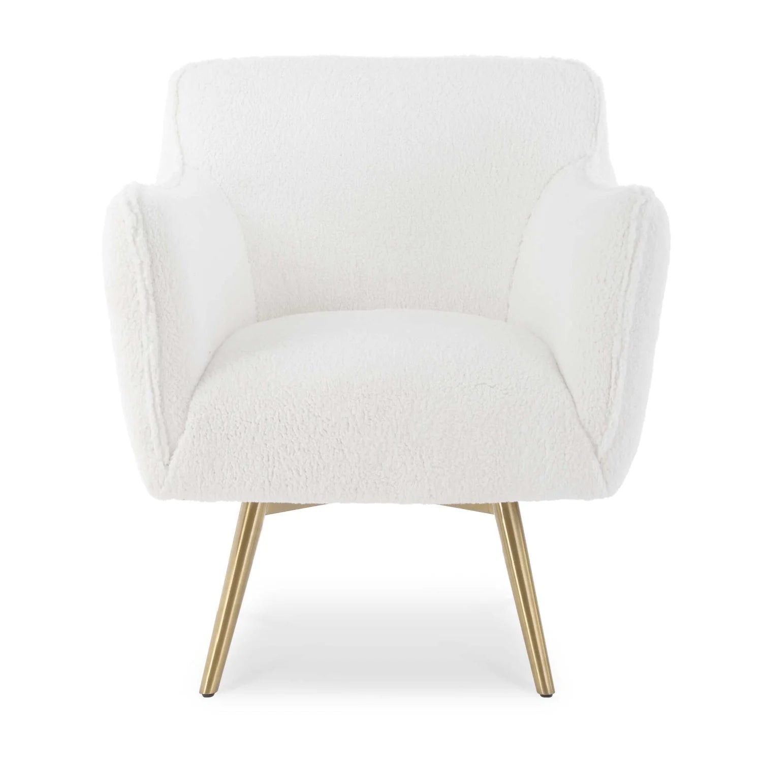 Luxury White Sheepskin Swivel Accent Chair European Style for Villa
