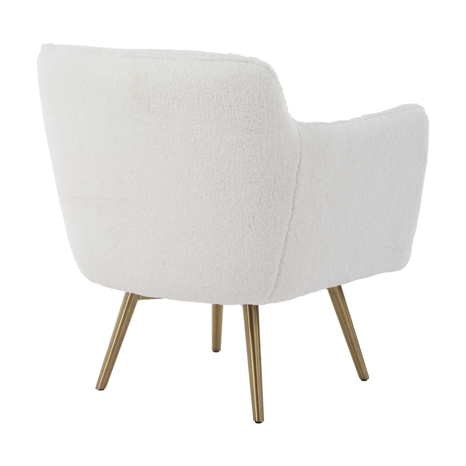 Luxury White Sheepskin Swivel Accent Chair European Style for Villa