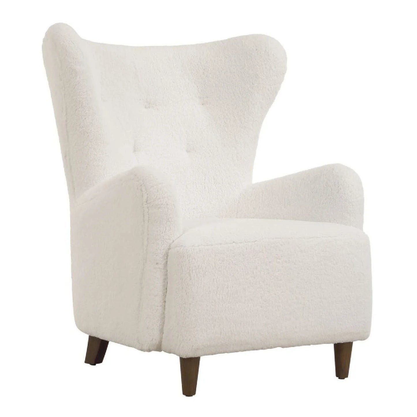 Luxury White Sheepskin Wingback Lounge Chair Modern Italian Style for Villa