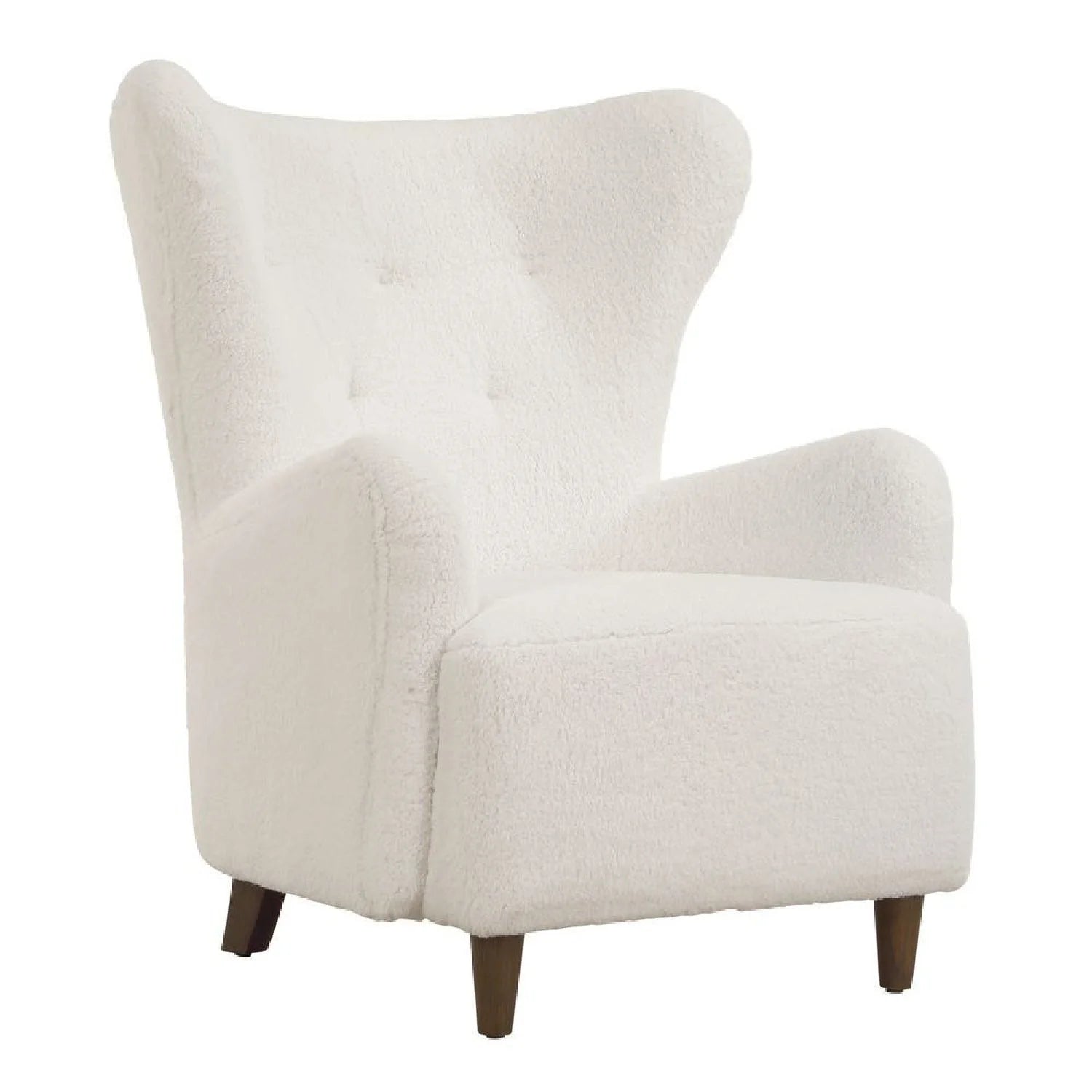 Luxury White Sheepskin Wingback Lounge Chair Modern Italian Style for Villa