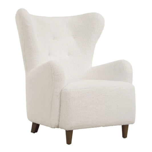 Luxury White Sheepskin Wingback Lounge Chair Modern Italian Style for Villa