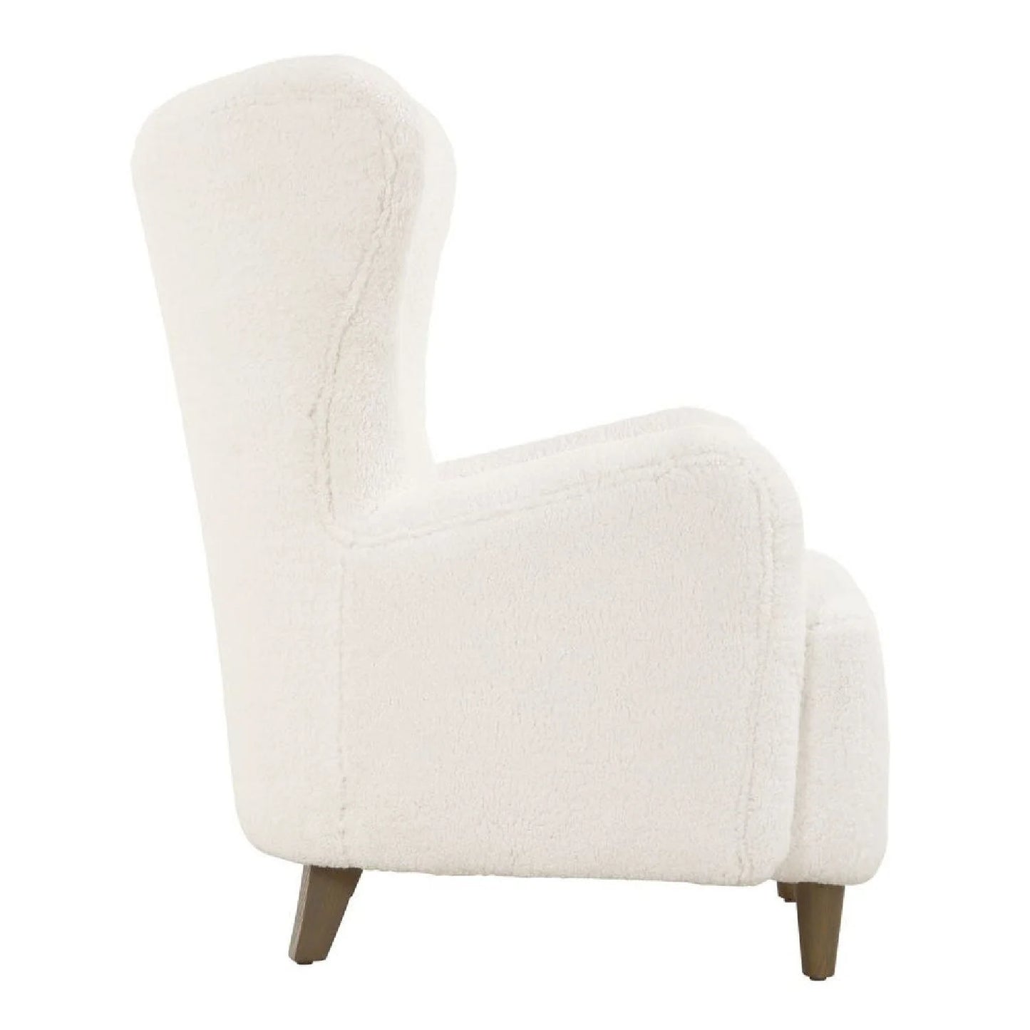 Luxury White Sheepskin Wingback Lounge Chair Modern Italian Style for Villa