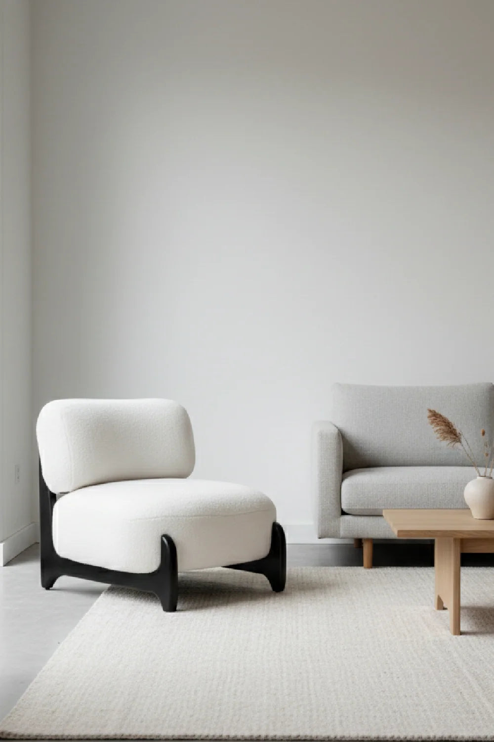 Luxury White Sherpa Accent Chair European Style for Villa