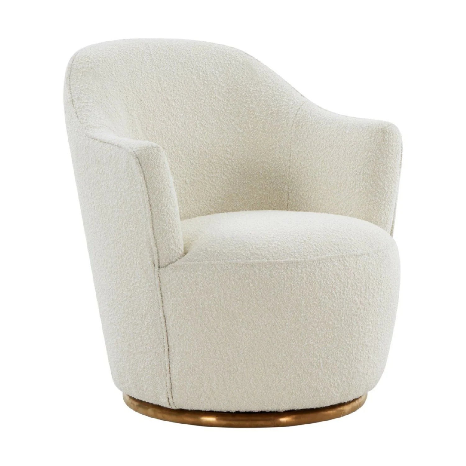 Luxury White Sherpa Swivel Accent Chair Modern Italian Style for Villa