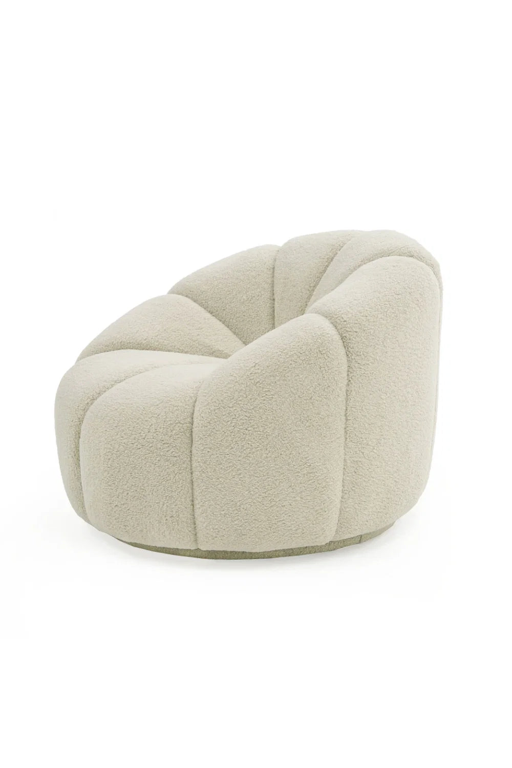 Luxury White Sherpa Tufted Swivel Lounge Chair Modern Italian Style for Villa
