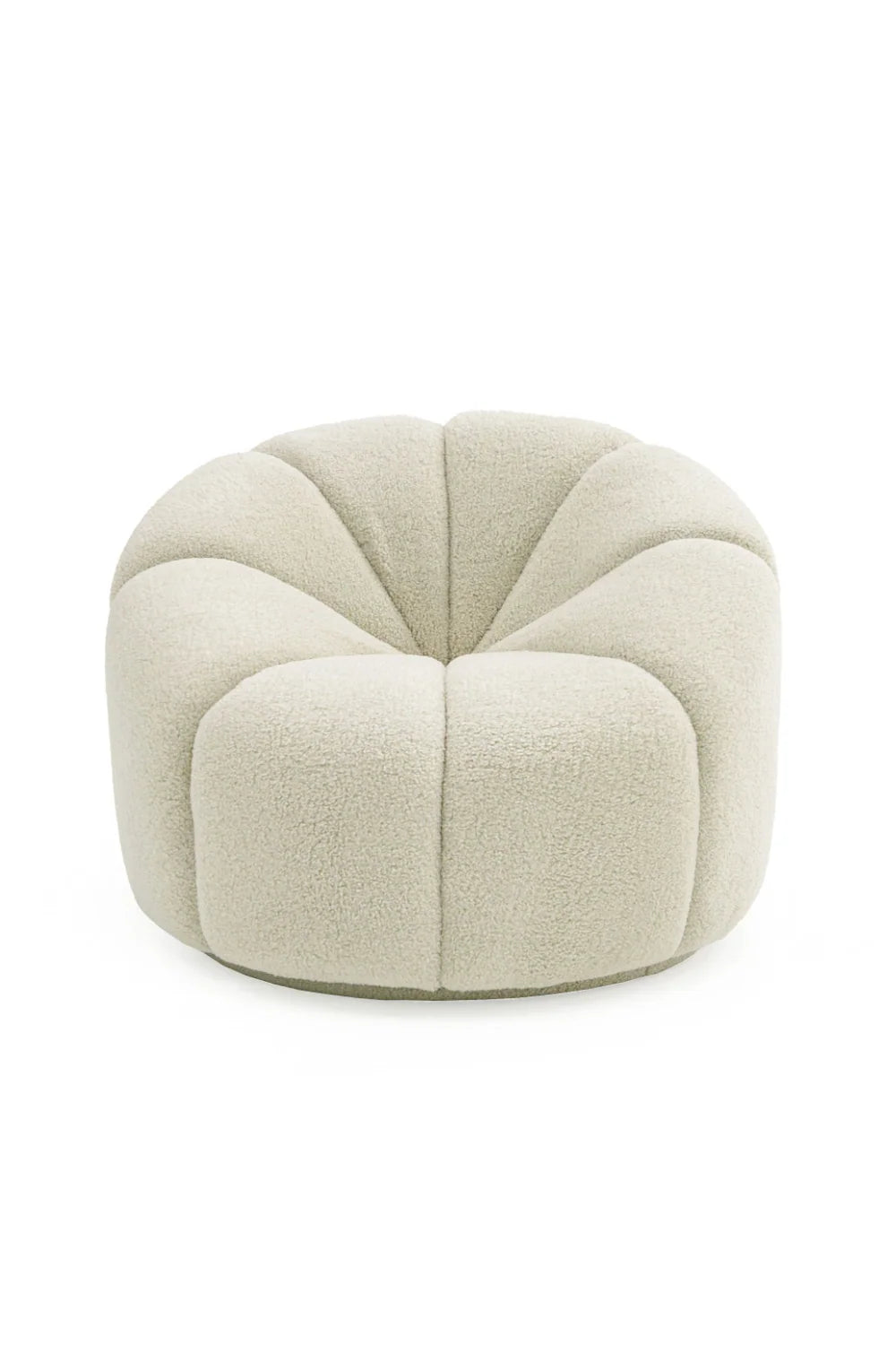 Luxury White Sherpa Tufted Swivel Lounge Chair Modern Italian Style for Villa