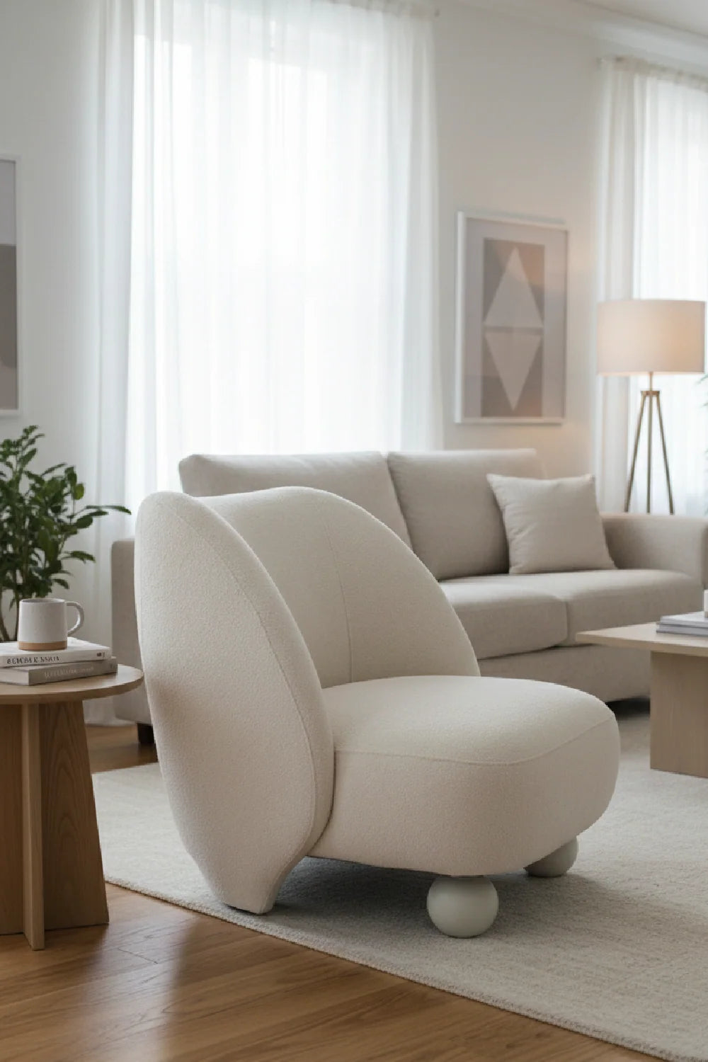 Luxury White Sloped Back Accent Chair European Style for Villa