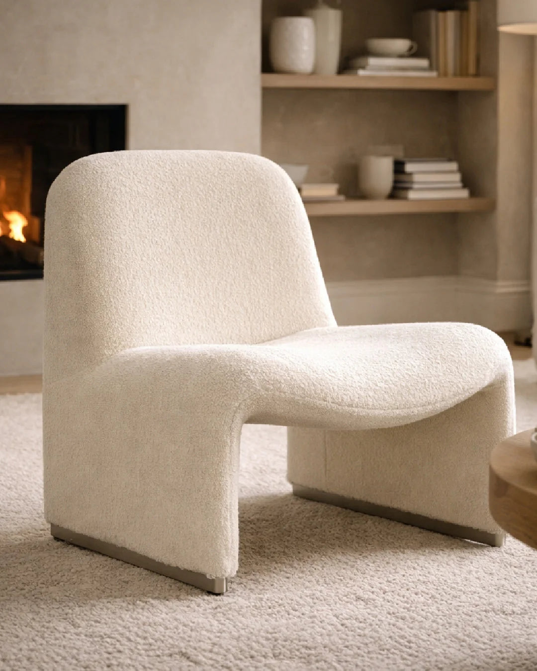 Luxury White Sloped Back Accent Chair Modern Italian Style for Villa