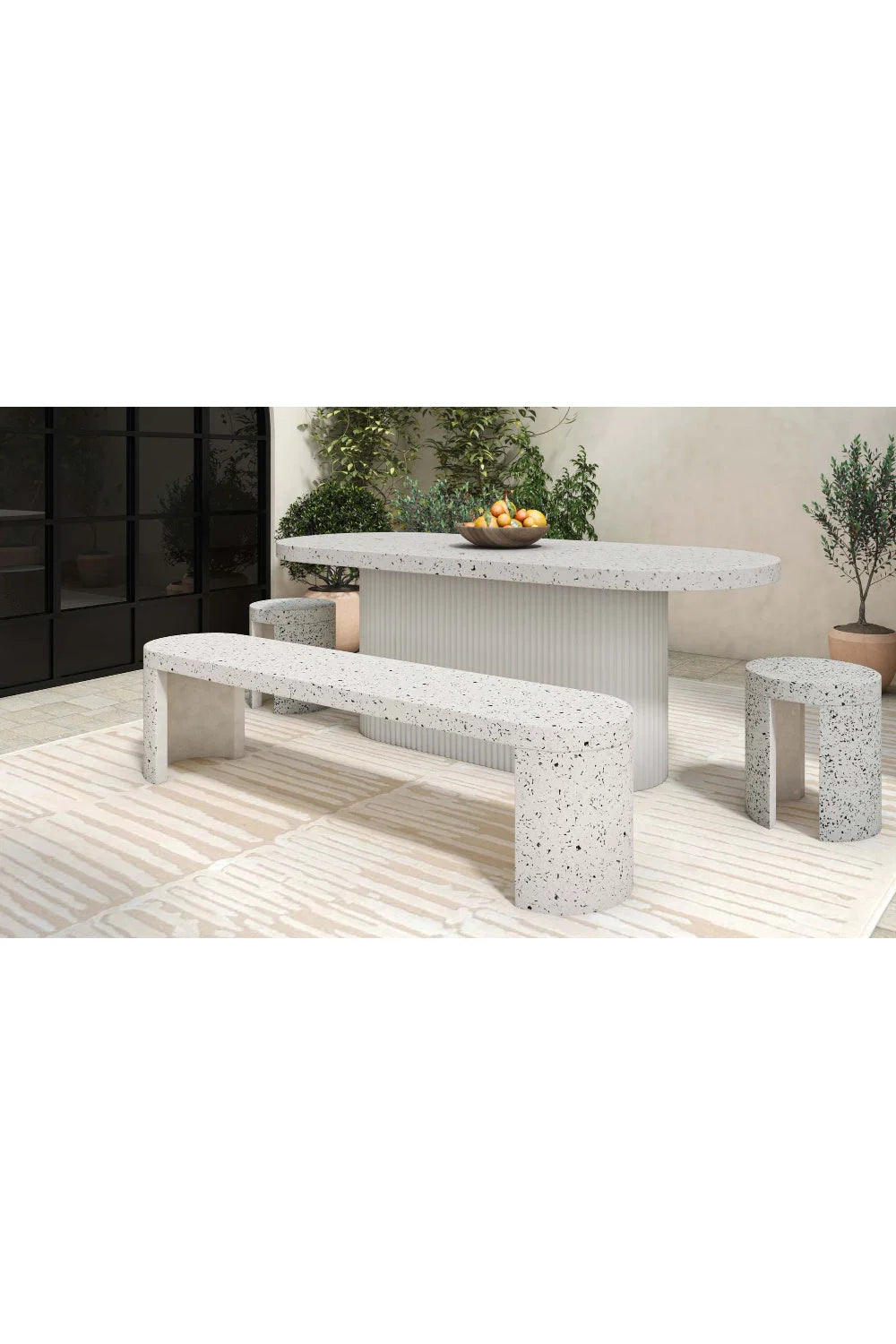 Luxury White Terrazzo Bench European Style for Villa