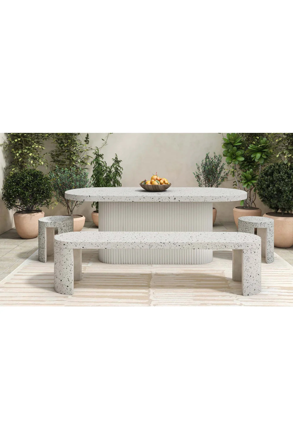 Luxury White Terrazzo Bench European Style for Villa