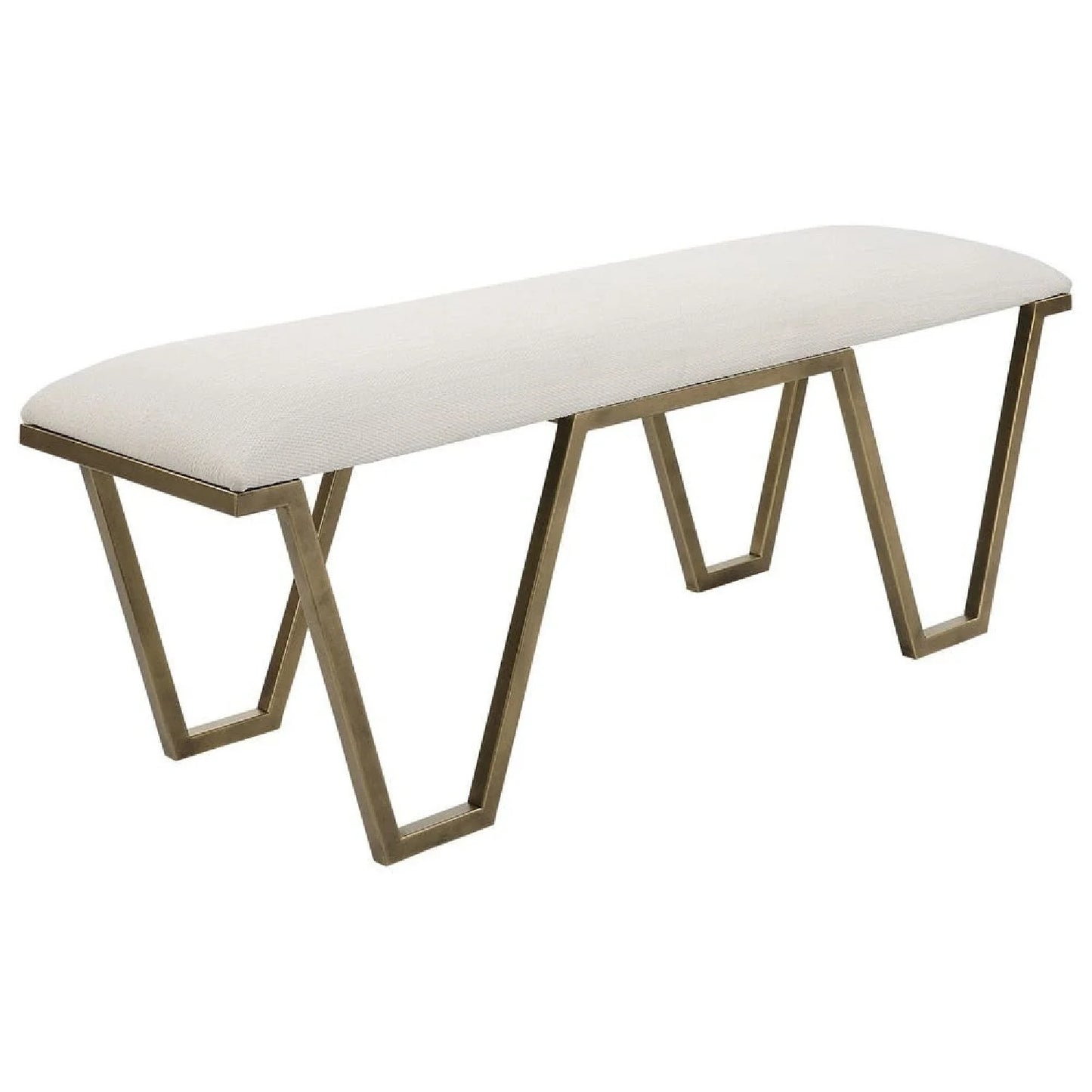 Luxury White Textured Fabric Bench European Style for Villa