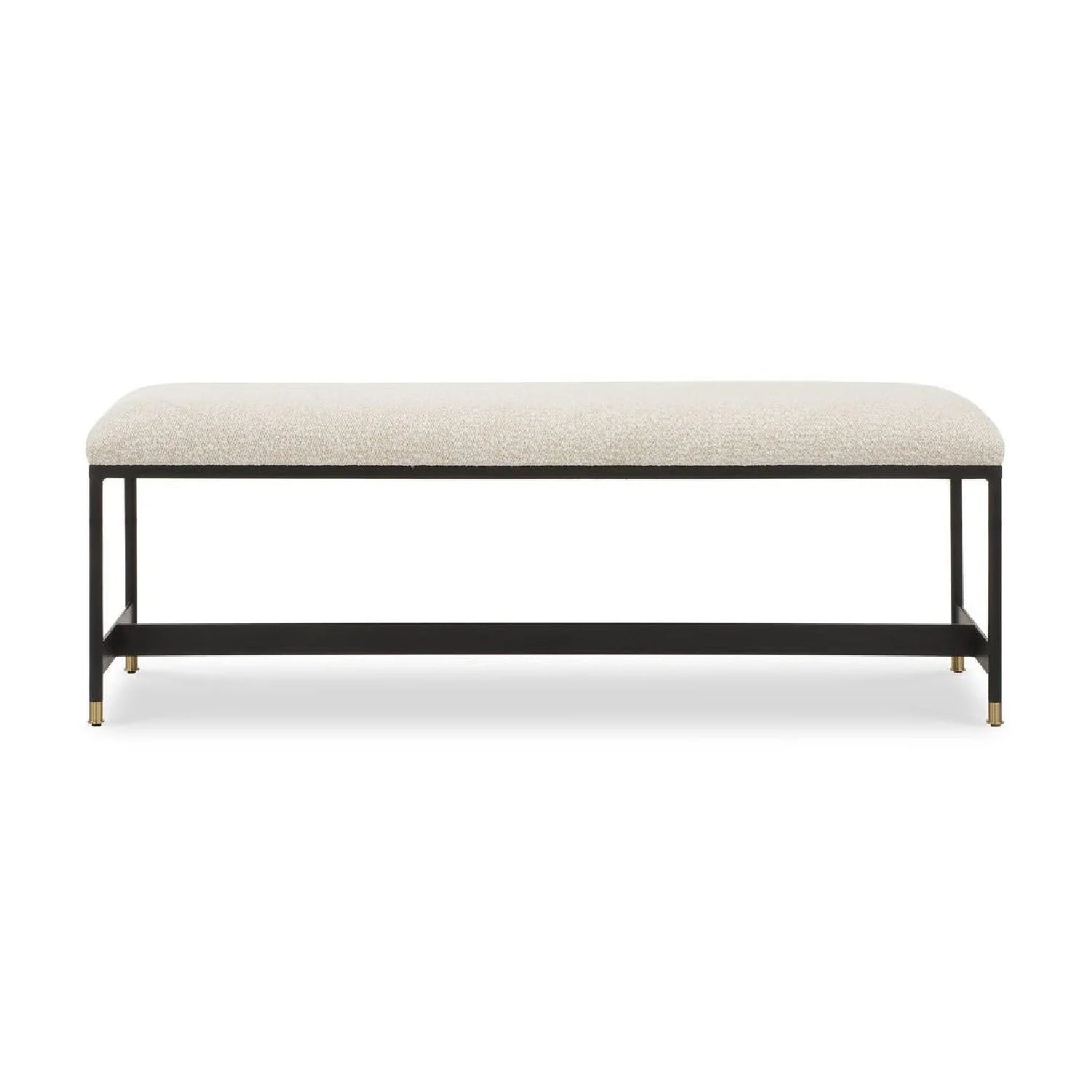 Luxury White Textured Fabric Bench European Style for Villa