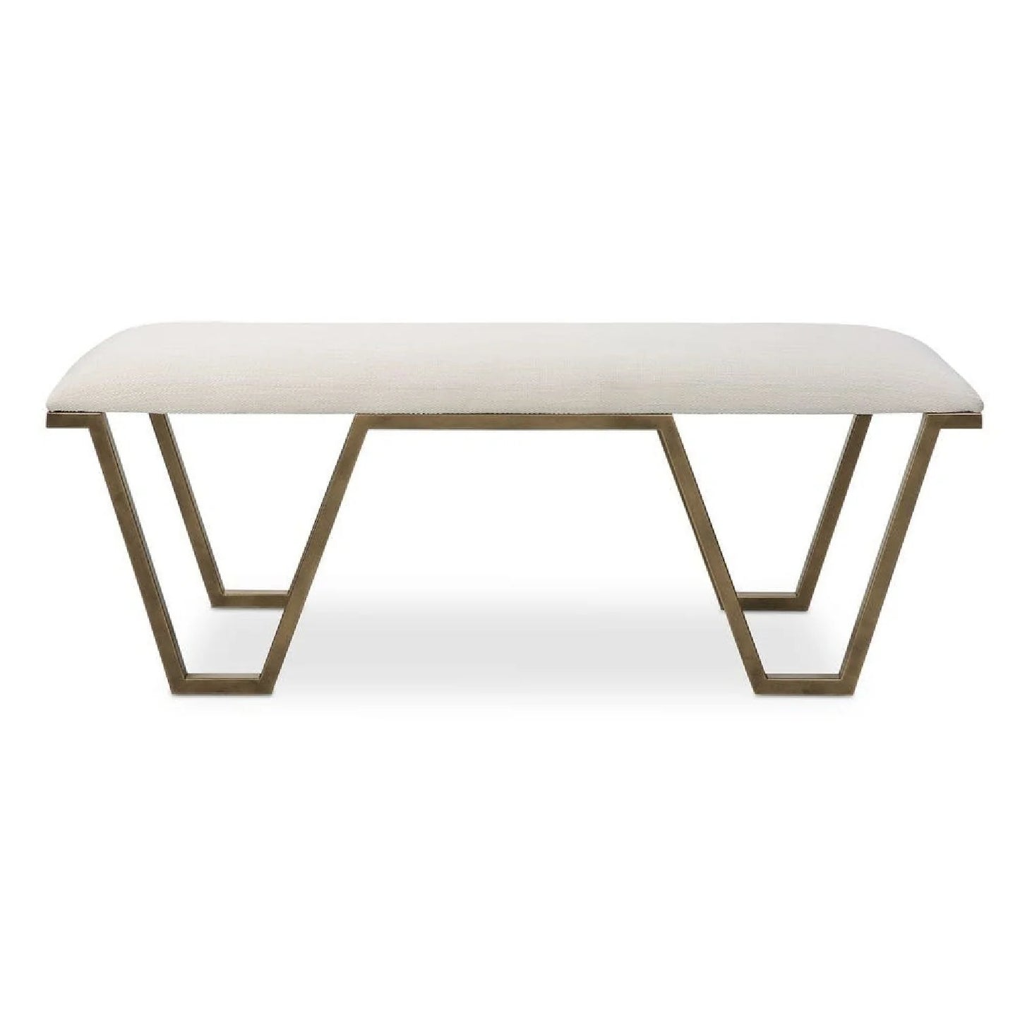 Luxury White Textured Fabric Bench European Style for Villa