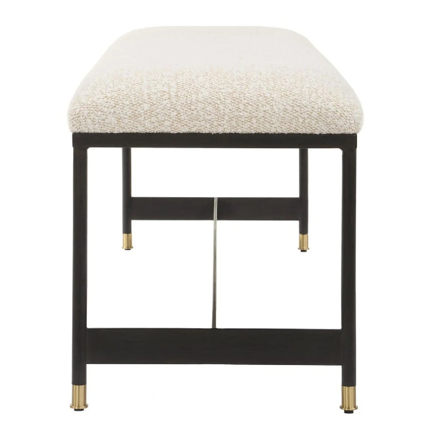 Luxury White Textured Fabric Bench European Style for Villa