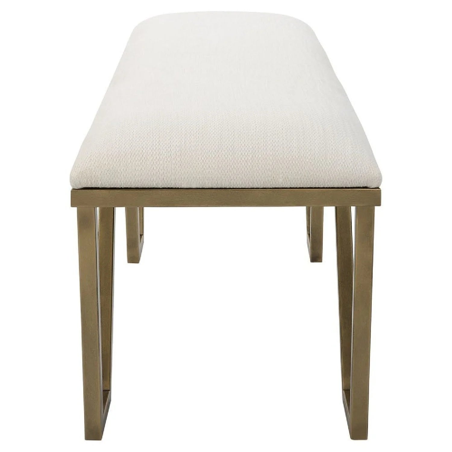 Luxury White Textured Fabric Bench European Style for Villa