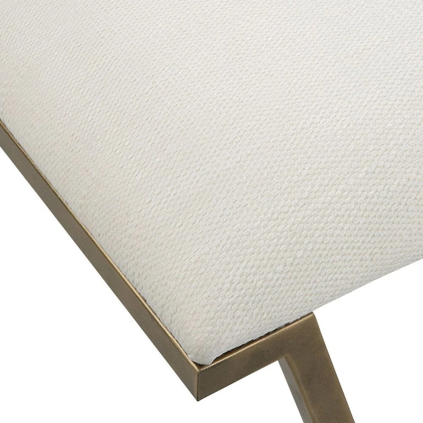Luxury White Textured Fabric Bench European Style for Villa