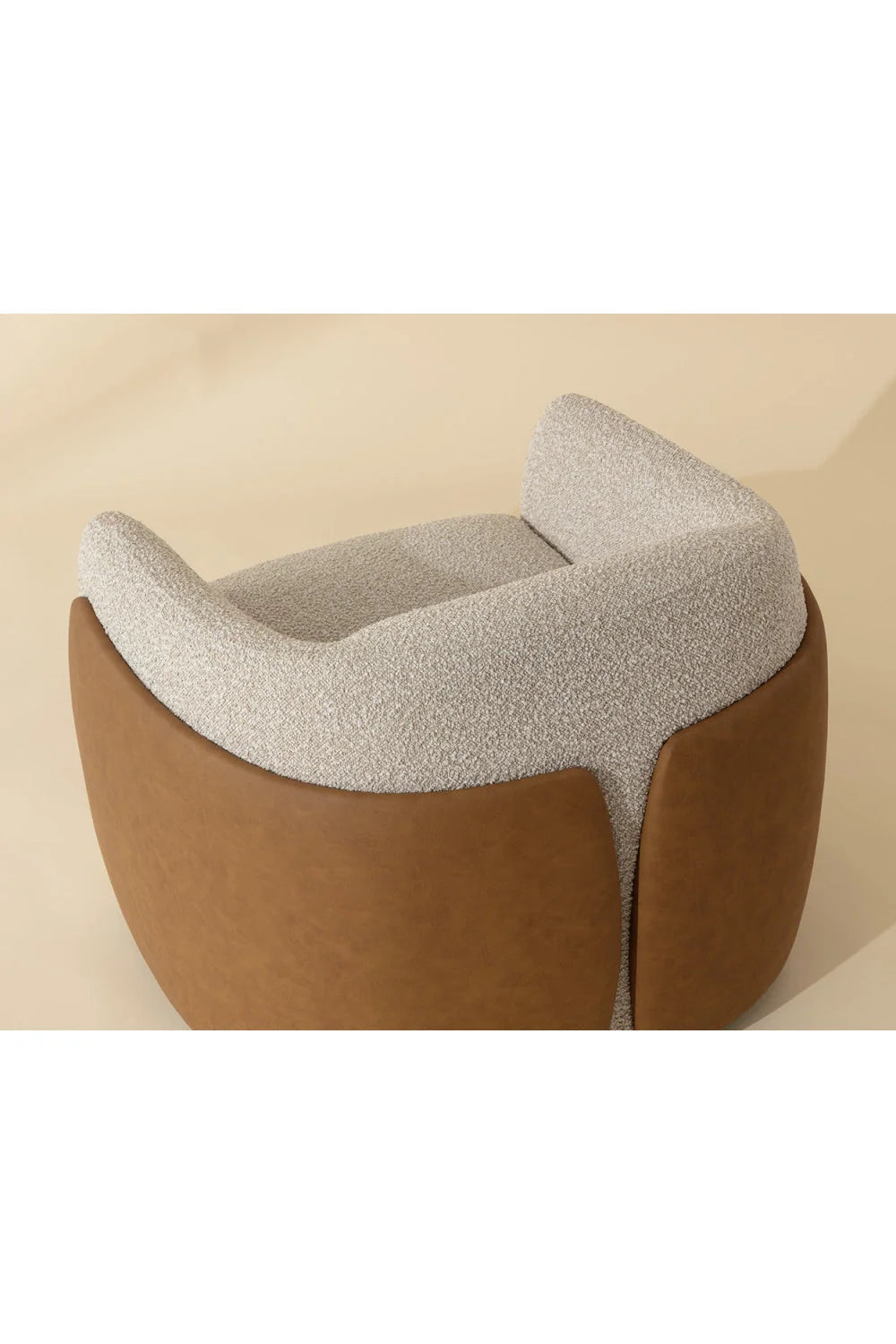 Luxury White Textured Swivel Lounge Chair Modern Italian Style for Villa
