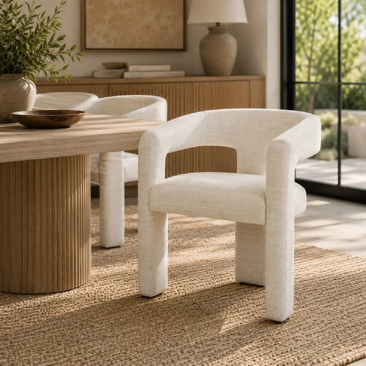 Luxury White Three-Legged Dining Chair European Style for Villa