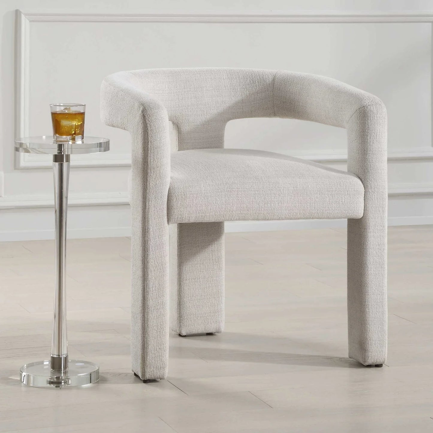 Luxury White Three-Legged Dining Chair European Style for Villa
