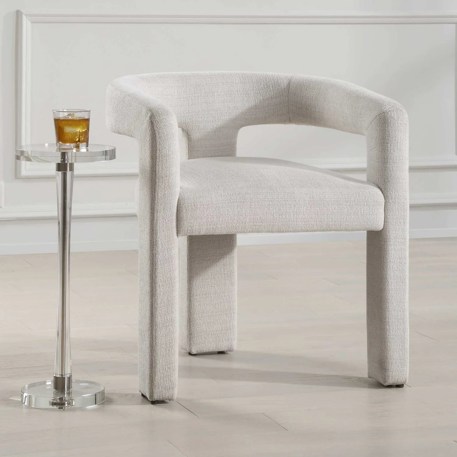 Luxury White Three-Legged Dining Chair European Style for Villa