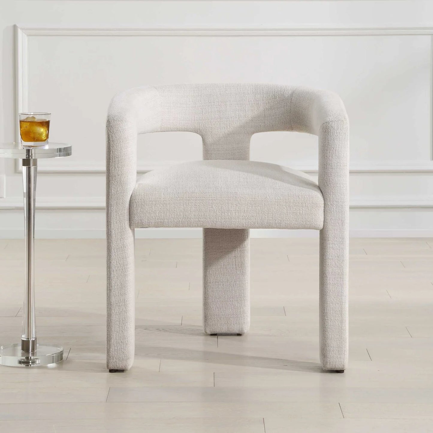 Luxury White Three-Legged Dining Chair European Style for Villa