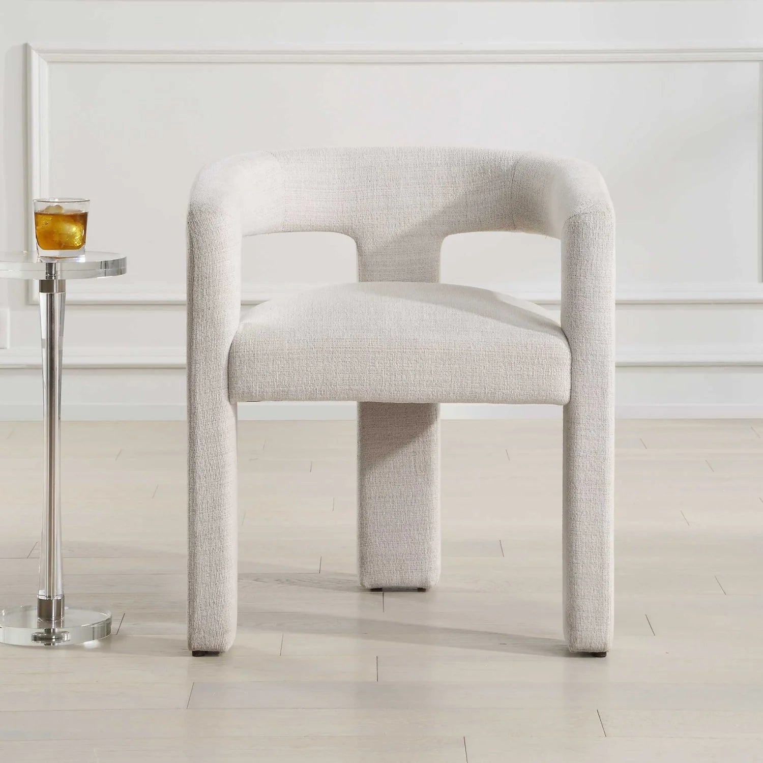 Luxury White Three-Legged Dining Chair European Style for Villa