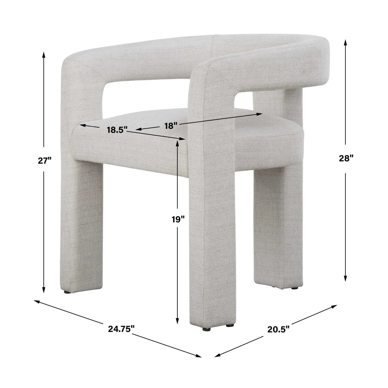 Luxury White Three-Legged Dining Chair European Style for Villa