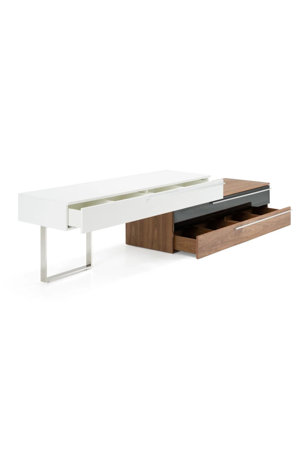 Luxury White Walnut TV Stand Modern Italian Style for Villa
