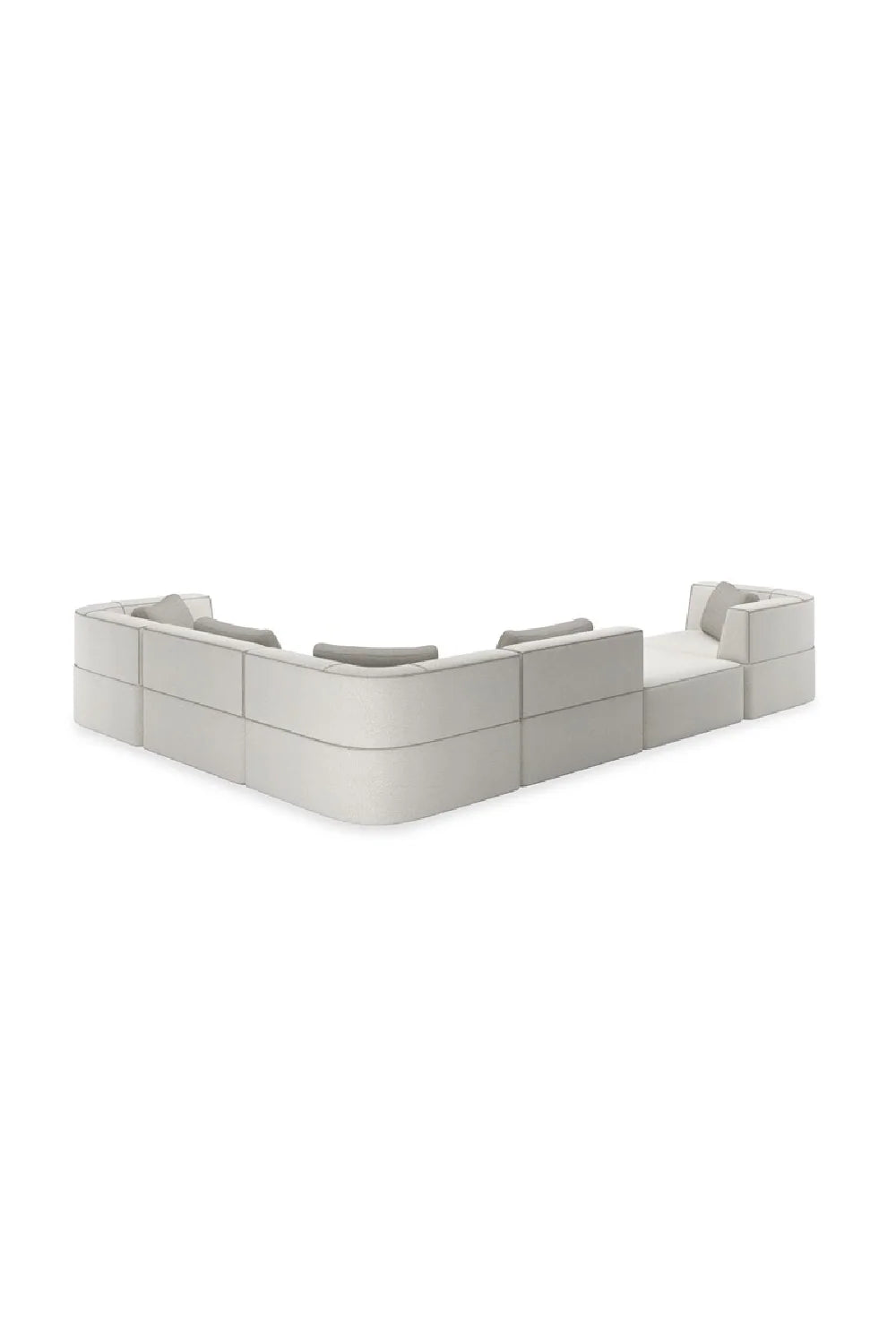 Luxury White Welted Sectional Sofa Modern Italian Style for Villa