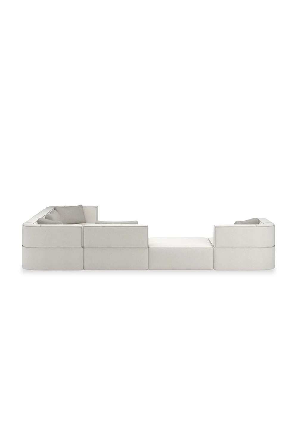 Luxury White Welted Sectional Sofa Modern Italian Style for Villa