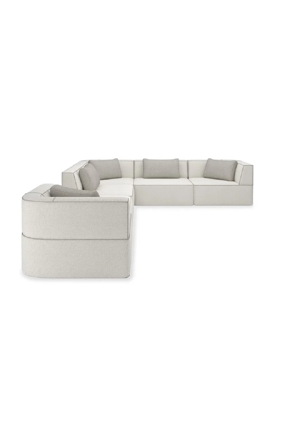 Luxury White Welted Sectional Sofa Modern Italian Style for Villa