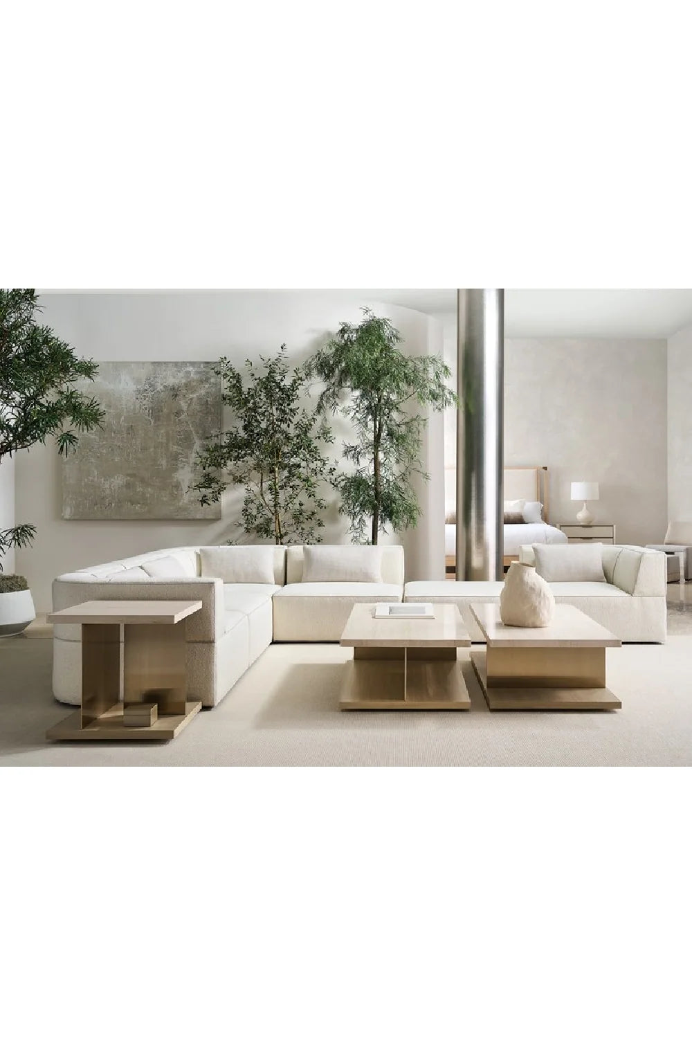 Luxury White Welted Sectional Sofa Modern Italian Style for Villa