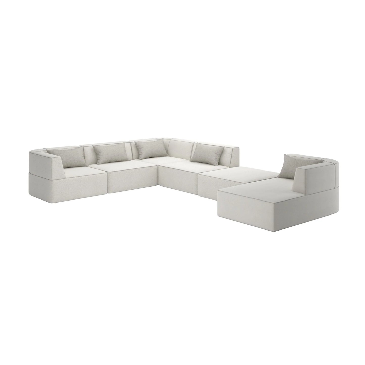 Luxury White Welted Sectional Sofa Modern Italian Style for Villa