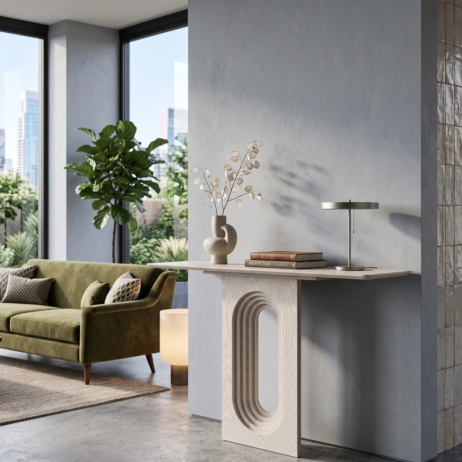 Luxury White Wood Console Table Modern Italian Style for Villa
