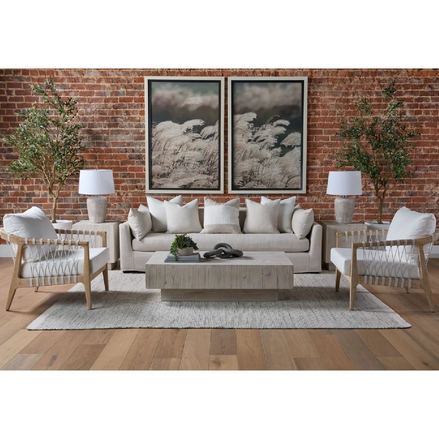 Luxury Whitewash Pine Wood Coffee Table Modern Italian Style for Villa