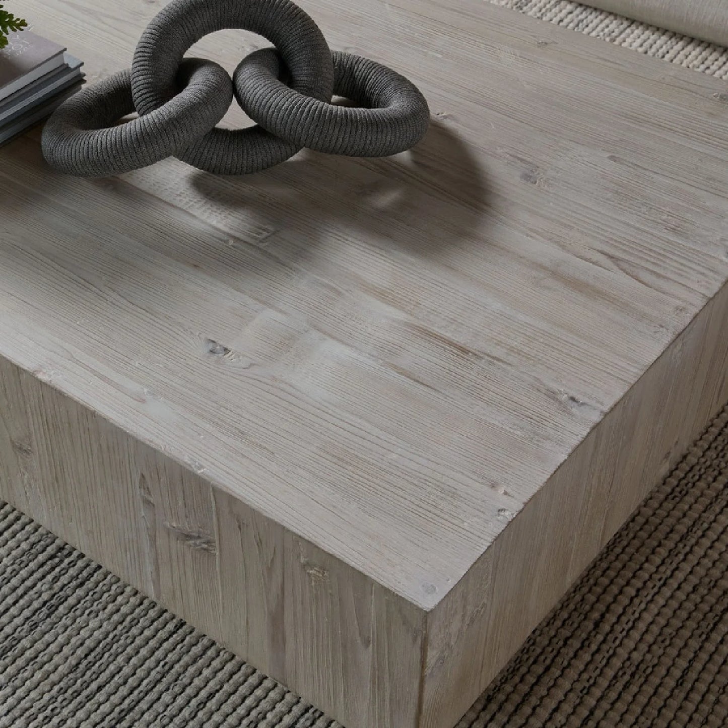 Luxury Whitewash Pine Wood Coffee Table Modern Italian Style for Villa