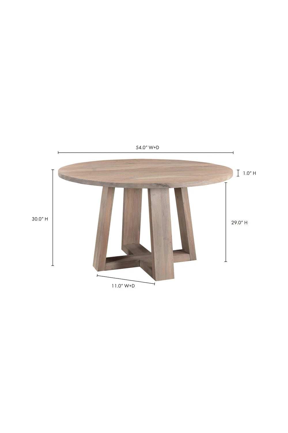 Luxury Whitewashed Acacia Round Dining Table Modern Italian Style for Villa
