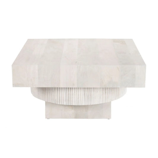 Luxury Whitewashed Mango Wood Coffee Table Modern Italian Style for Villa