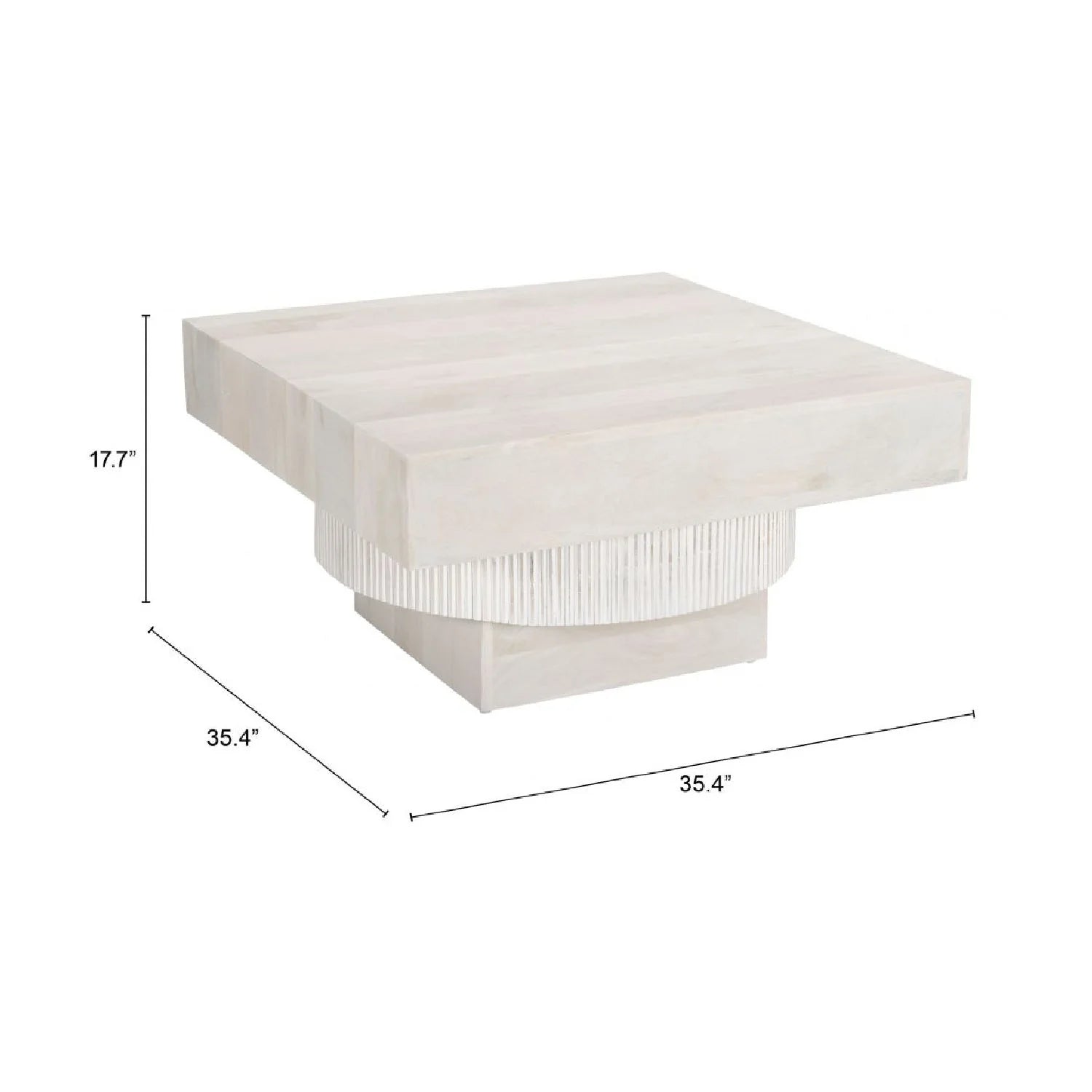 Luxury Whitewashed Mango Wood Coffee Table Modern Italian Style for Villa