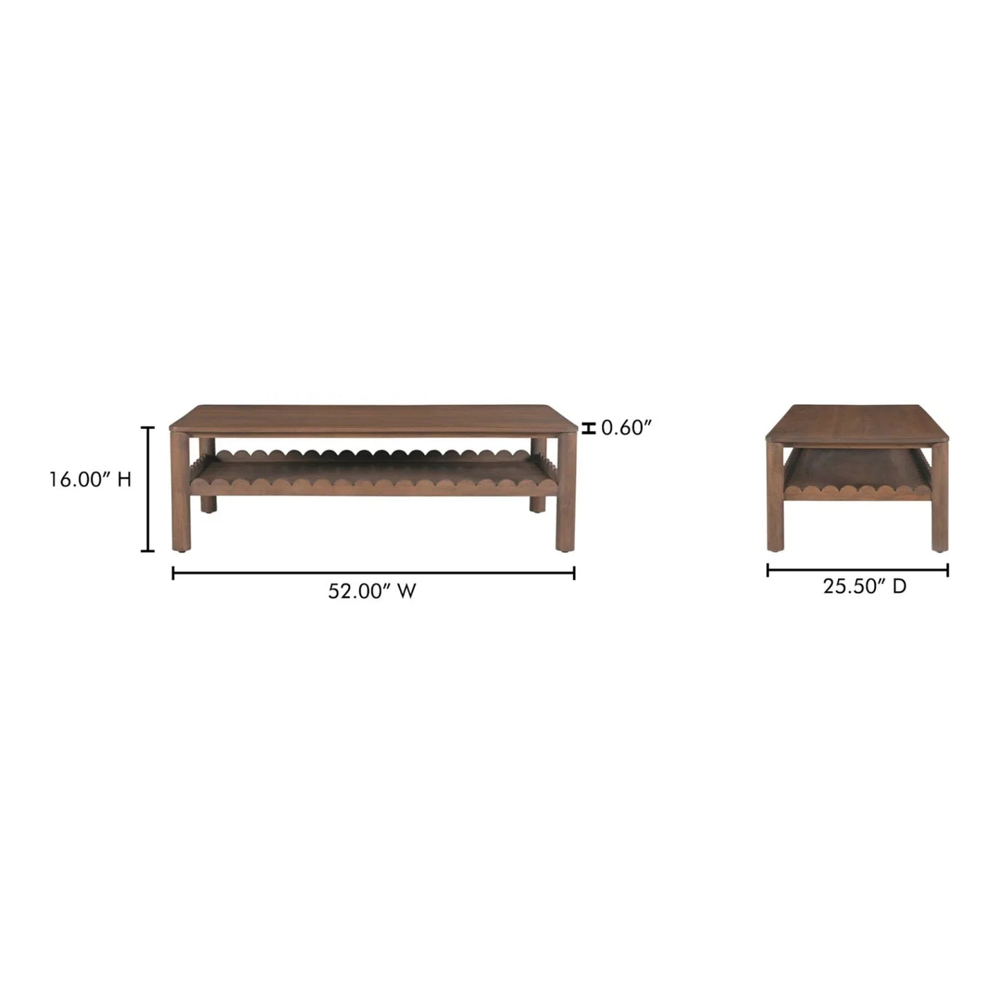 Luxury Wiley Scalloped Wooden Coffee Table Modern Italian Style for Villa