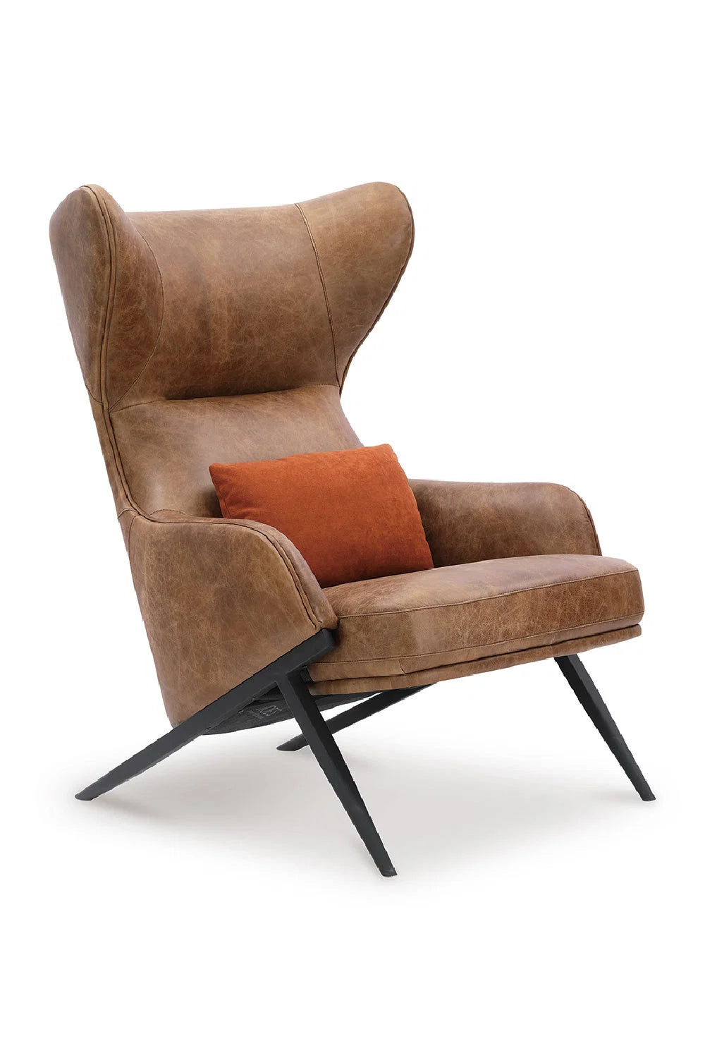 Luxury Wingback Brown Lounge Chair Modern Italian Style for Villa