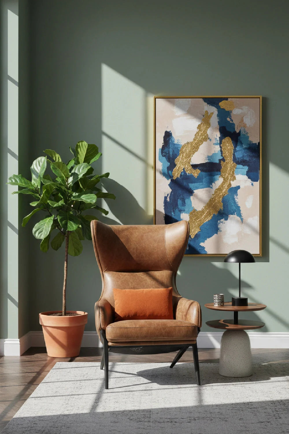 Luxury Wingback Brown Lounge Chair Modern Italian Style for Villa