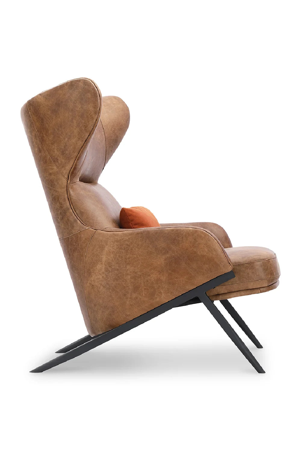 Luxury Wingback Brown Lounge Chair Modern Italian Style for Villa