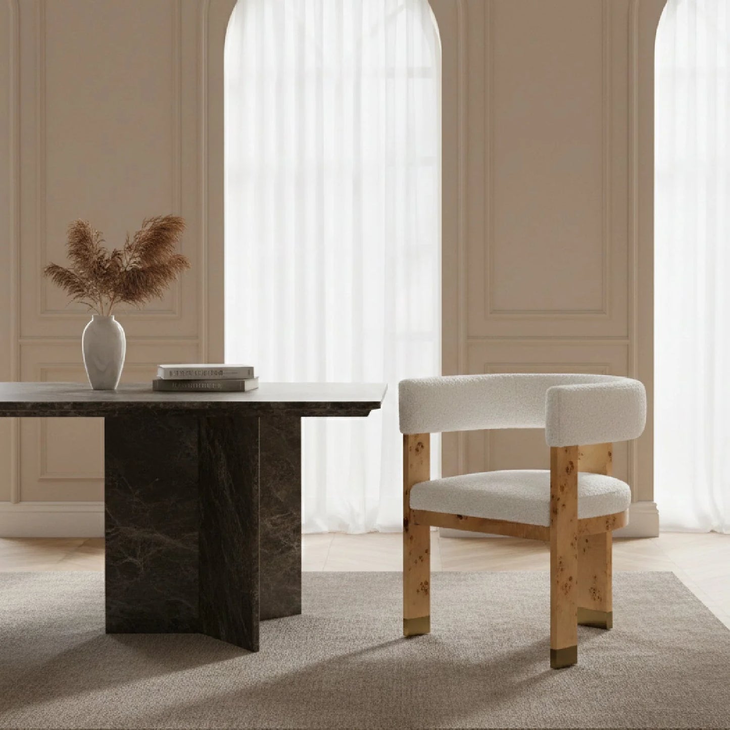 Luxury Winged Modern Dining Chair European Style for Villa