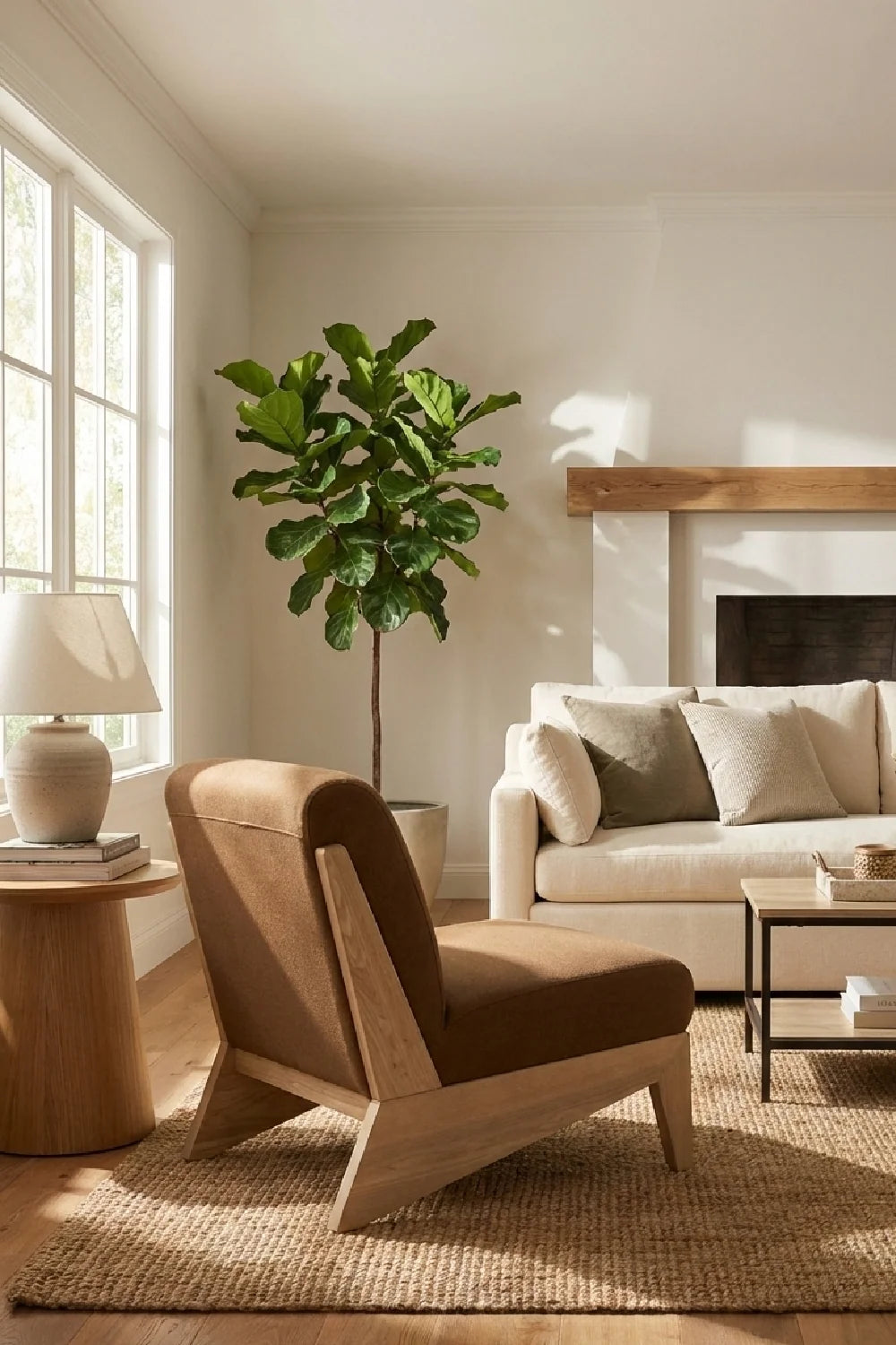 Luxury Wood Base Accent Lounge Chair Modern Italian Style for Villa